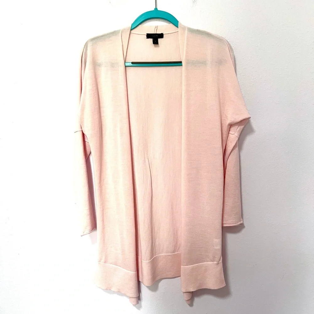 J. Crew Pink Open-Front Cardigan Sweater merino wool‎ small